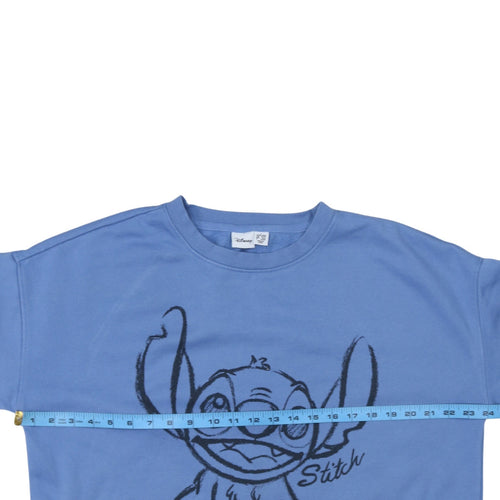 Disney Women Blue Stitch Sweatshirt L 14/16 Pullover Cotton Blend
