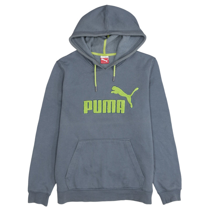 Puma Men's Grey Pullover Hoodie S Logo Sports Fleece Sweatshirt