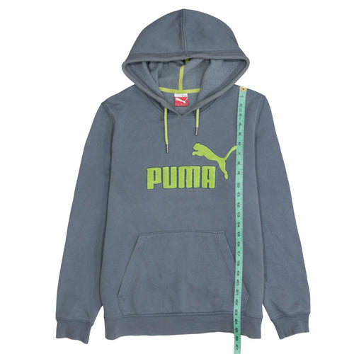 Puma Men's Grey Pullover Hoodie S Logo Sports Fleece Sweatshirt
