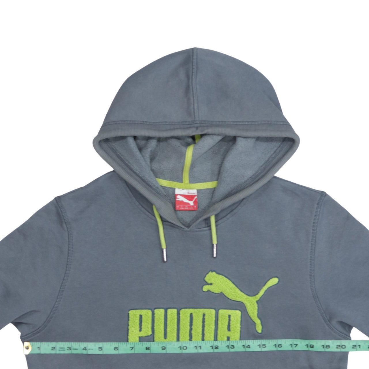 Puma Men's Grey Pullover Hoodie S Logo Sports Fleece Sweatshirt