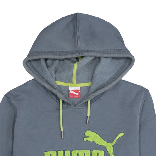 Puma Men's Grey Pullover Hoodie S Logo Sports Fleece Sweatshirt