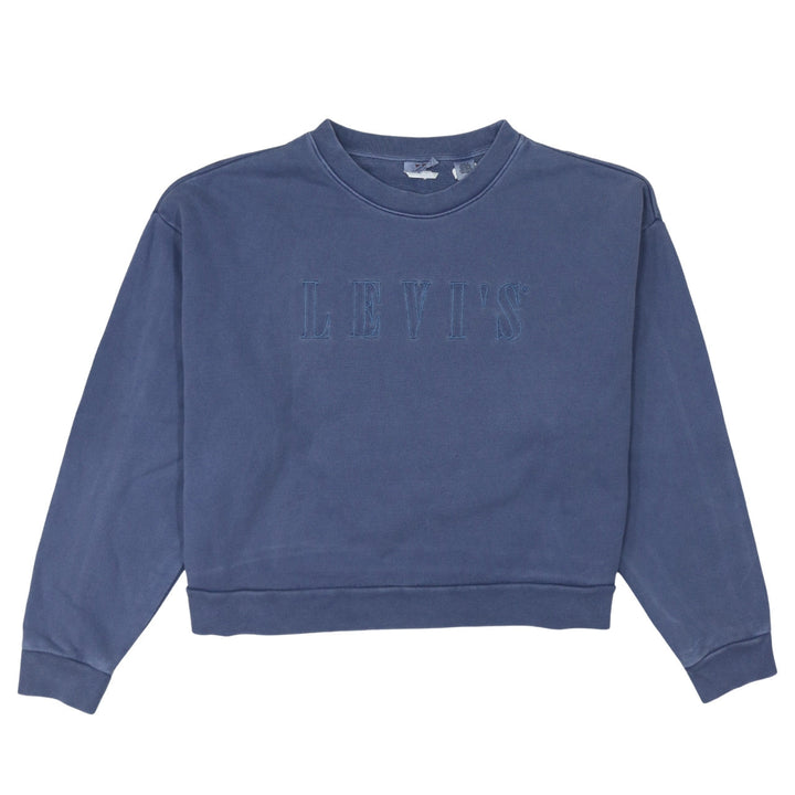 Levi's Women Blue Logo Crew Neck Pullover Sweatshirt Size L