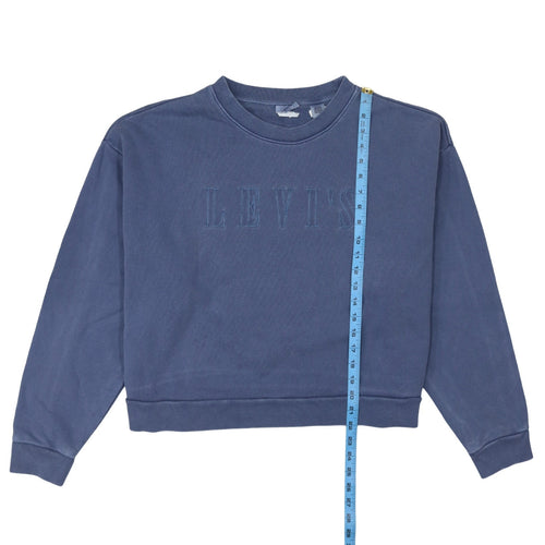 Levi's Women Blue Logo Crew Neck Pullover Sweatshirt Size L