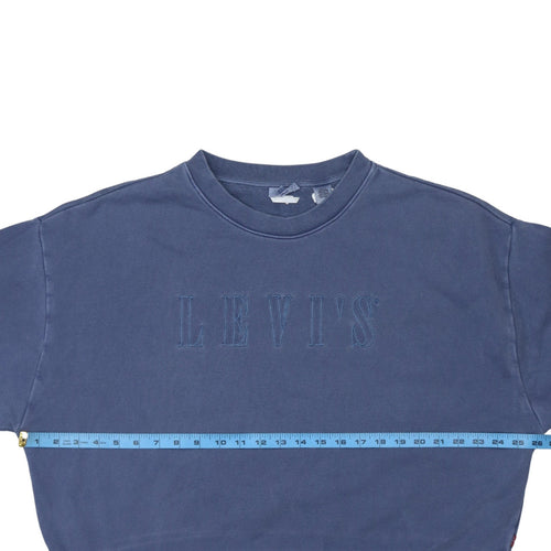 Levi's Women Blue Logo Crew Neck Pullover Sweatshirt Size L