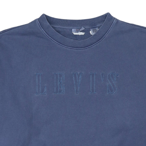Levi's Women Blue Logo Crew Neck Pullover Sweatshirt Size L