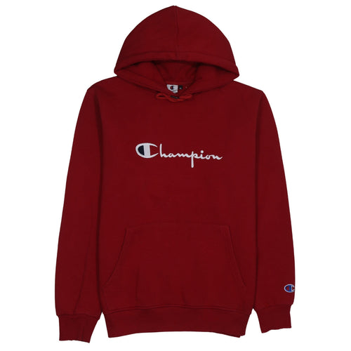Champion Men's Red XL Pullover Hoodie Embroidered Logo Cotton