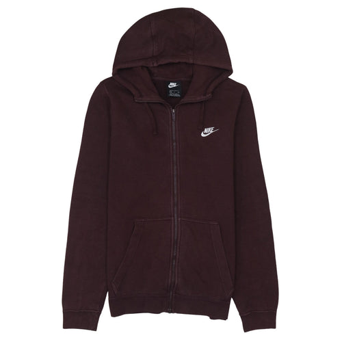 Nike Men's Brown Full Zip Hoodie S Regular Fit Logo Sweatshirt