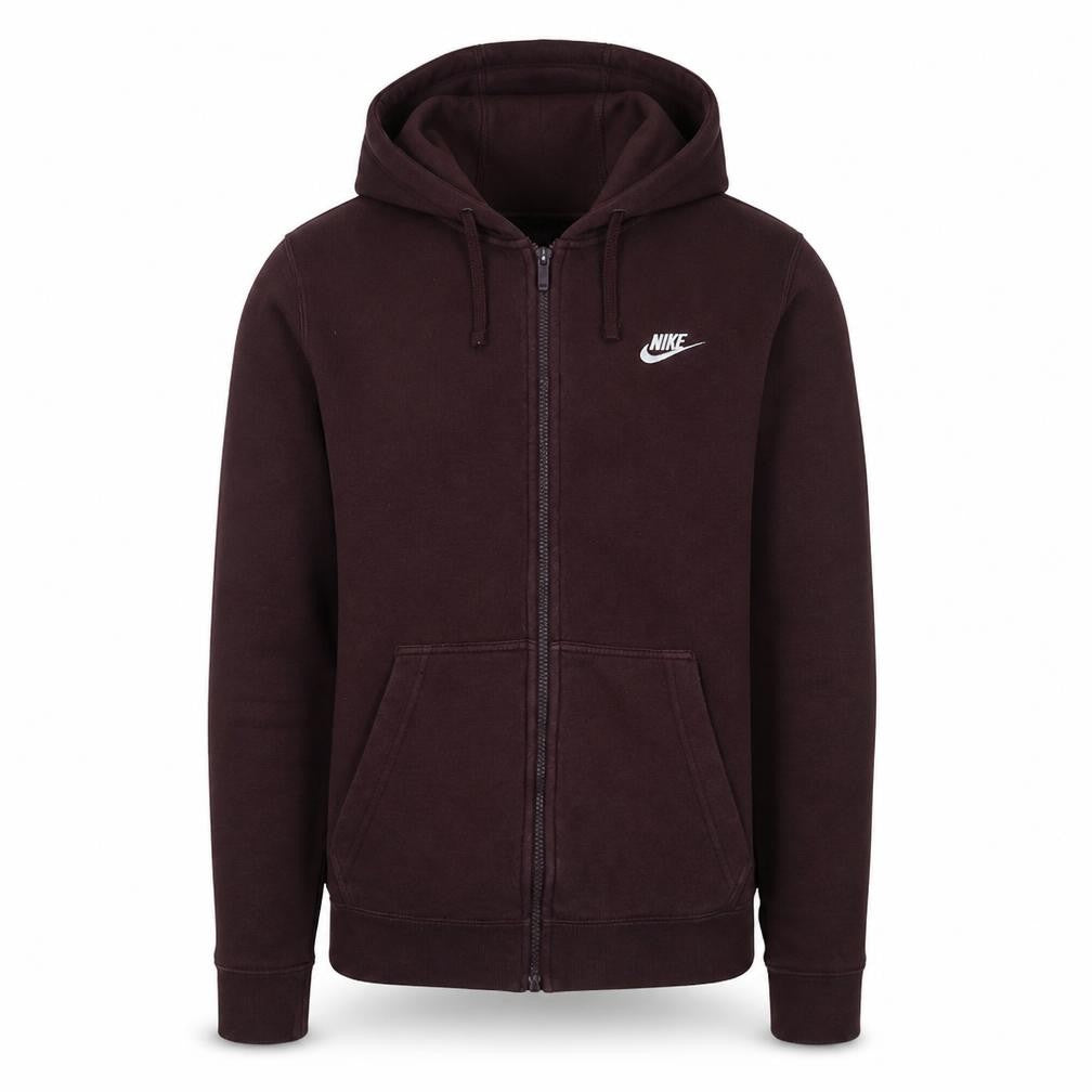 Nike Men's Brown Full Zip Hoodie S Regular Fit Logo Sweatshirt