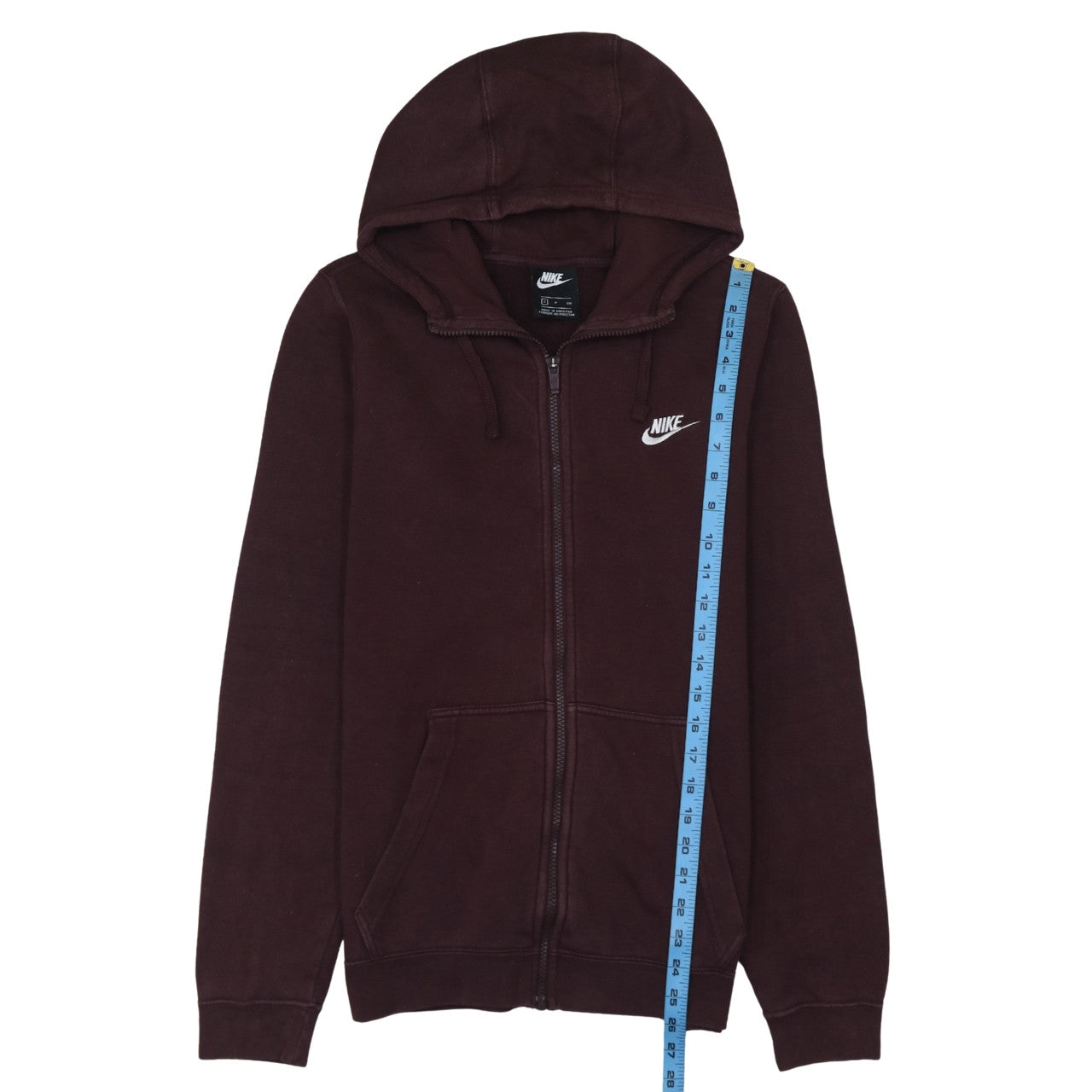 Nike Men's Brown Full Zip Hoodie S Regular Fit Logo Sweatshirt