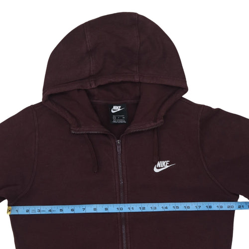 Nike Men's Brown Full Zip Hoodie S Regular Fit Logo Sweatshirt