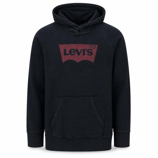 Front view of Levi's Men's Black Pullover Hoodie M Classic Logo Fleece