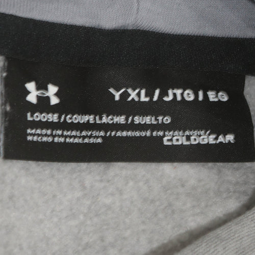 Under Armour Boys Grey XL Pullover Hoodie ColdGear Loose Fit