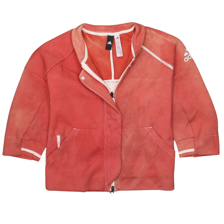 Adidas Womens Coral Red Full Zip Sweatshirt Size M 12-14 Lined Pockets