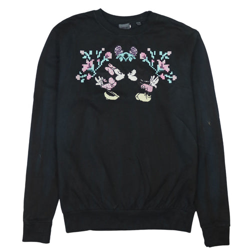 Disney Women Black Minnie & Mickey Graphic Pullover Sweatshirt S