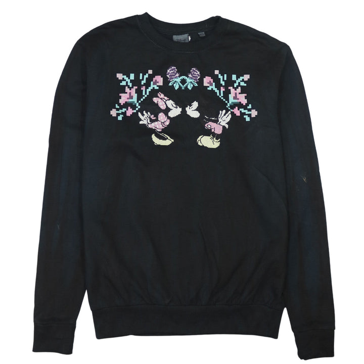 Disney Women Black Minnie & Mickey Graphic Pullover Sweatshirt S