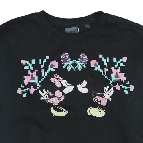 Disney Women Black Minnie & Mickey Graphic Pullover Sweatshirt S