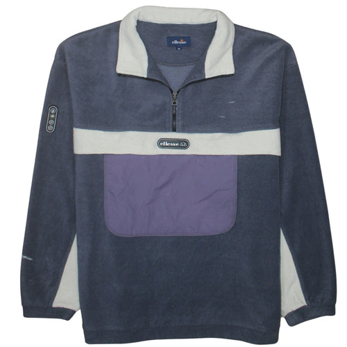 Ellesse Mens Blue XL Fleece 1/2 Zip Retro Pullover Sweatshirt