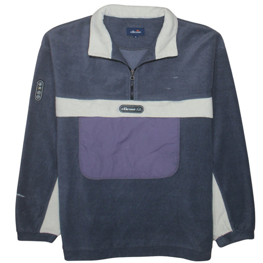 Ellesse Mens Blue XL Fleece 1/2 Zip Retro Pullover Sweatshirt