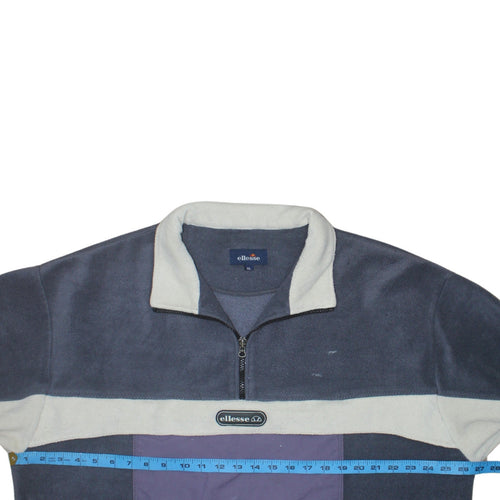 Ellesse Mens Blue XL Fleece 1/2 Zip Retro Pullover Sweatshirt