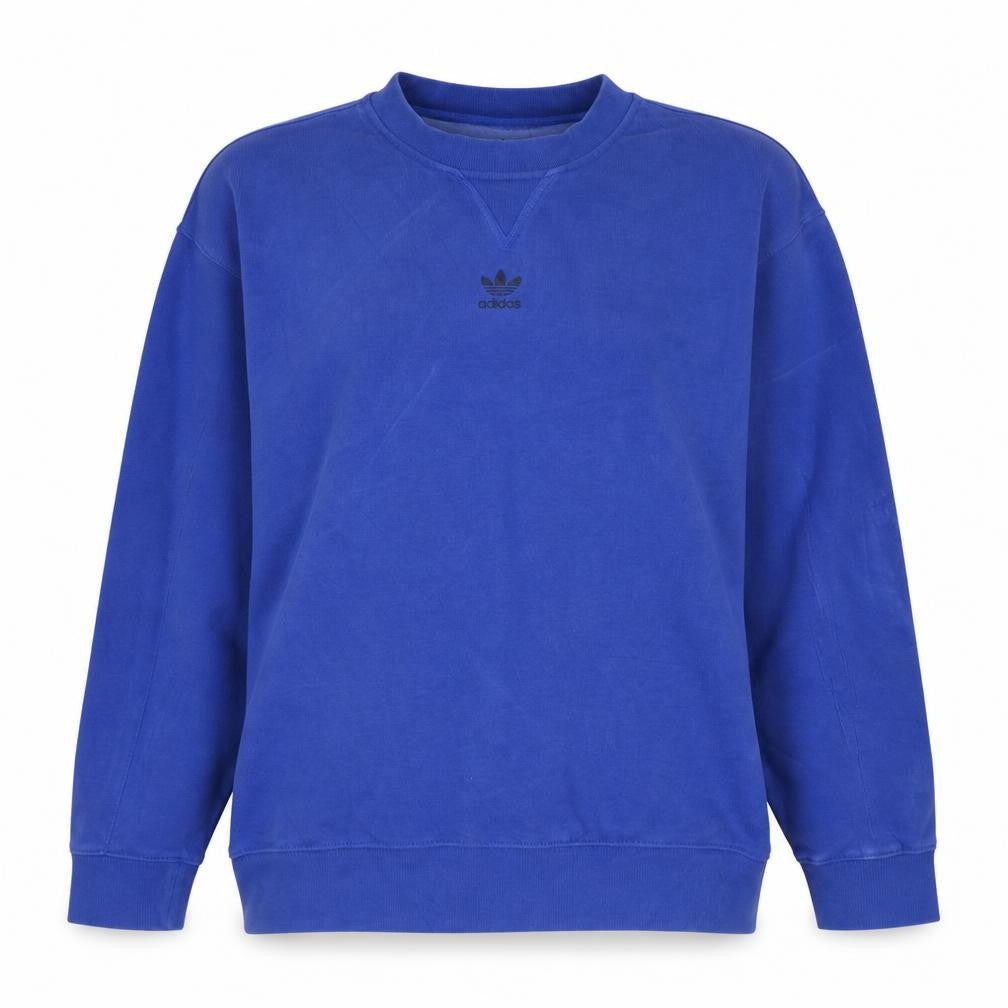 Front view of Adidas women’s blue crew neck pullover sweatshirt uk 6 xs
