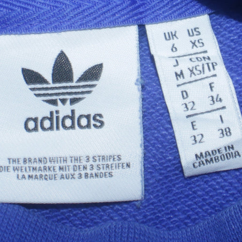 Adidas Womens Blue Crew Neck Pullover Sweatshirt UK 6 XS