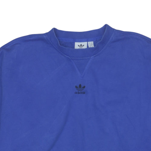 Adidas Womens Blue Crew Neck Pullover Sweatshirt UK 6 XS