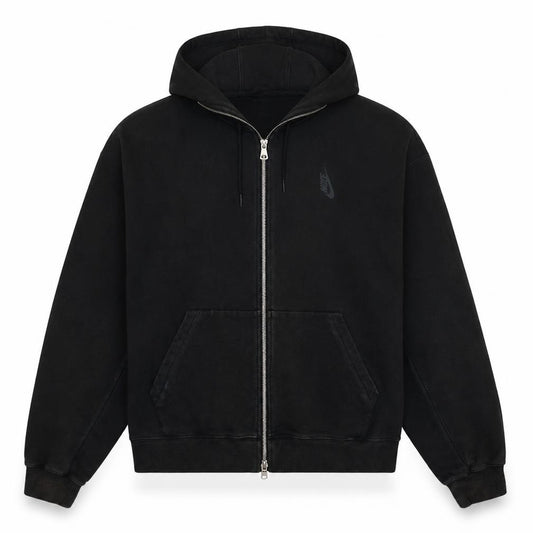 Front view of Nike Men Black XL Full Zip Hoodie Sweatshirt Cotton Blend