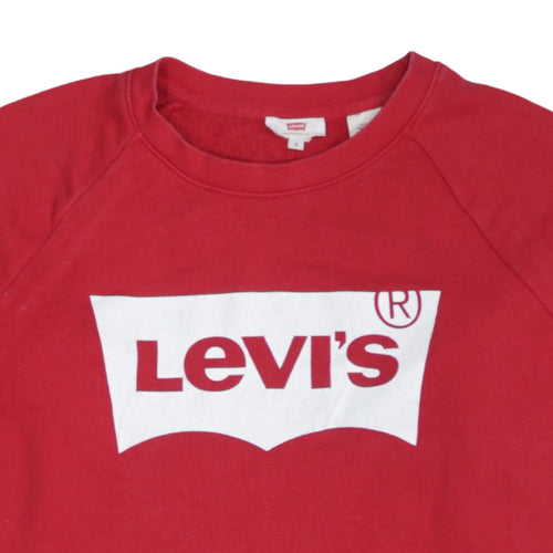 Levi's Men's Red Logo Crew Neck Pullover Sweatshirt Size S