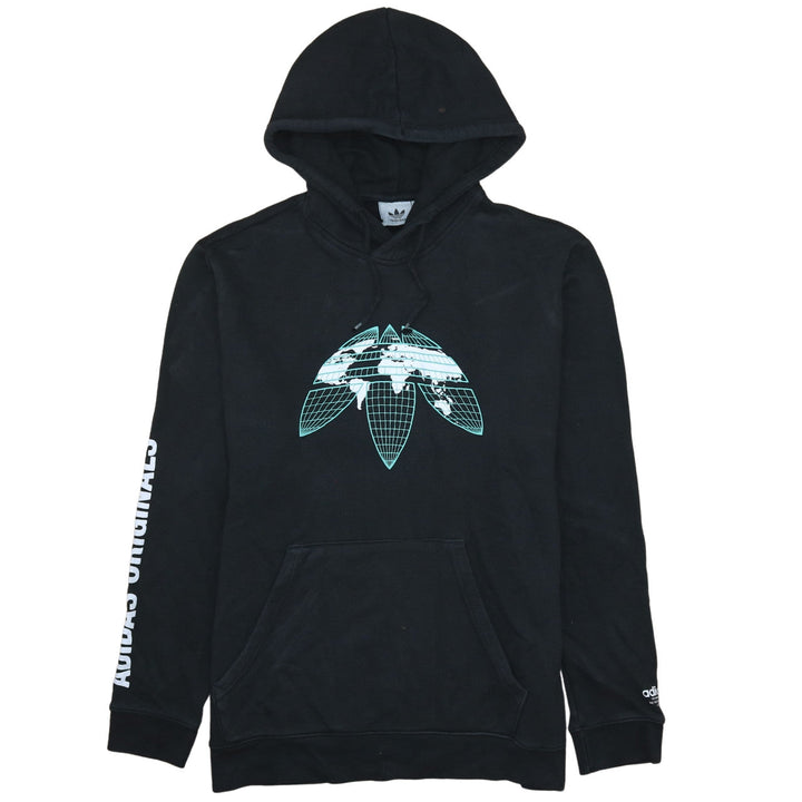 Adidas Mens Black Pullover Hoodie L Graphic Logo Sportswear