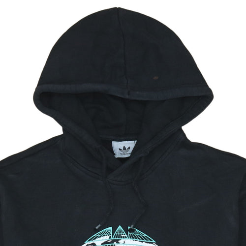 Adidas Mens Black Pullover Hoodie L Graphic Logo Sportswear