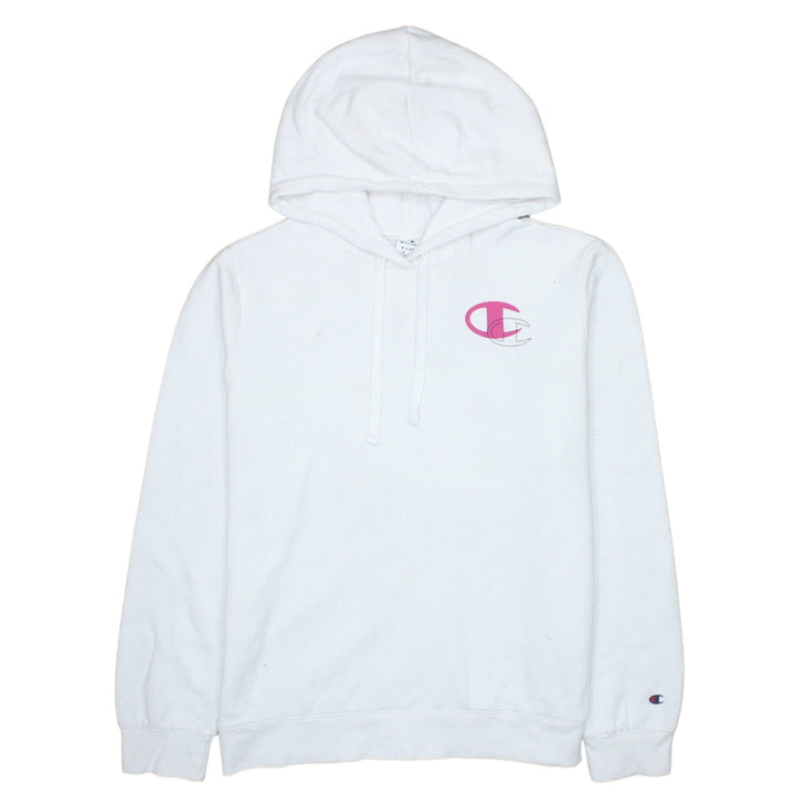 Champion Women White XL Pullover Hoodie Pink Logo Cotton Blend