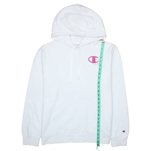 Champion Women White XL Pullover Hoodie Pink Logo Cotton Blend