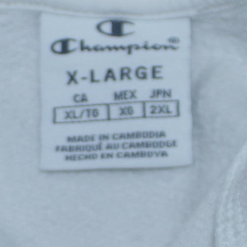 Champion Women White XL Pullover Hoodie Pink Logo Cotton Blend