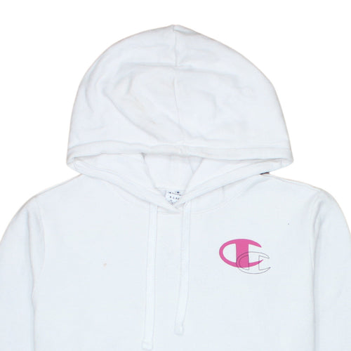 Champion Women White XL Pullover Hoodie Pink Logo Cotton Blend