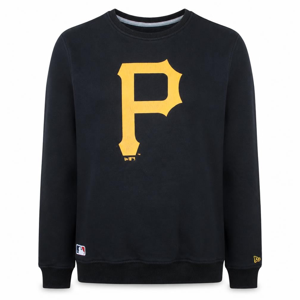 Front view of New Era Men Black L Pullover Crew Neck Baseball Sweatshirt