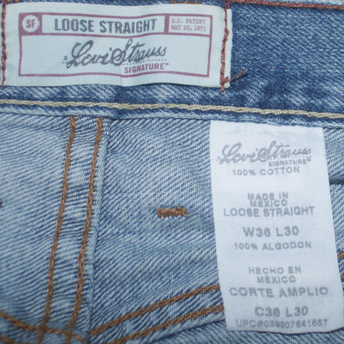 Levi Strauss Signature Men's Blue 36x30 Loose Straight Jeans