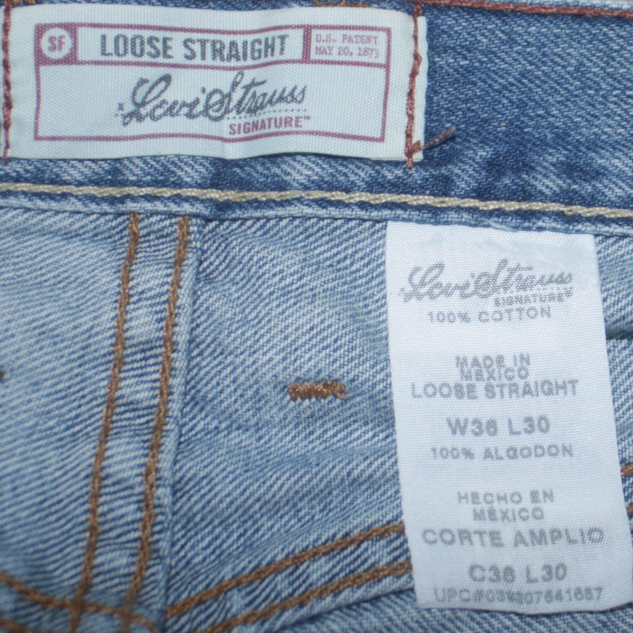 Levi Strauss Signature Men's Blue 36x30 Loose Straight Jeans