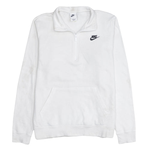 Nike Women White 1/4 Zip Pullover Sweatshirt Size L Cotton Blend