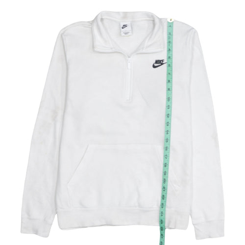 Nike Women White 1/4 Zip Pullover Sweatshirt Size L Cotton Blend