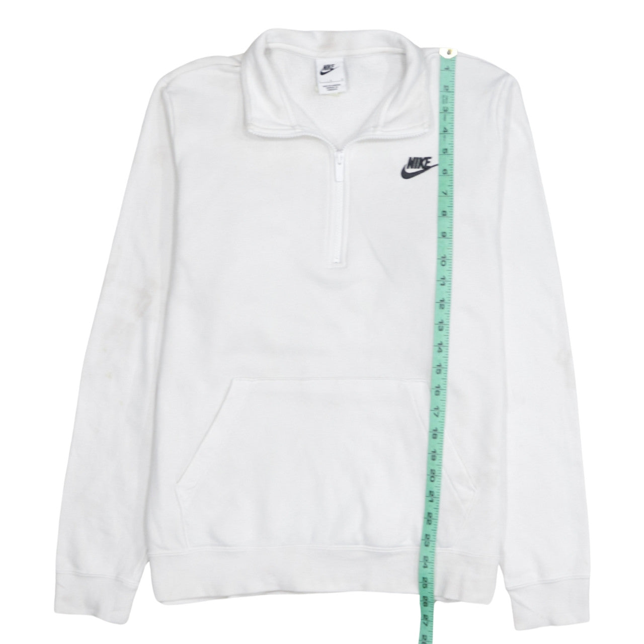 Nike Women White 1/4 Zip Pullover Sweatshirt Size L Cotton Blend
