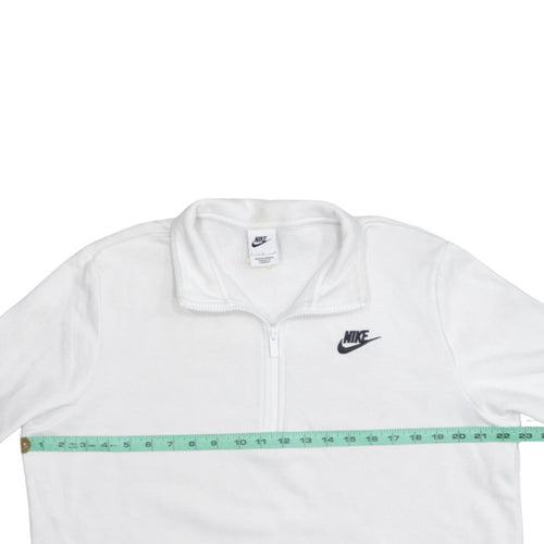 Nike Women White 1/4 Zip Pullover Sweatshirt Size L Cotton Blend