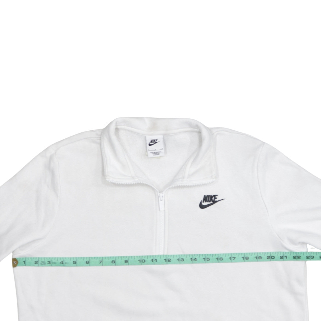 Nike Women White 1/4 Zip Pullover Sweatshirt Size L Cotton Blend