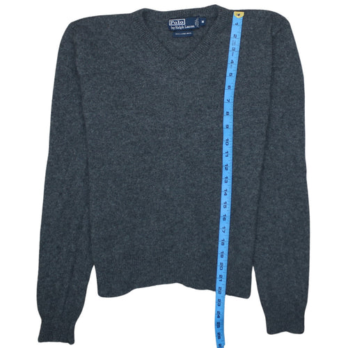 Polo Ralph Lauren Women Grey V-Neck Lambswool Jumper M Classic Fit