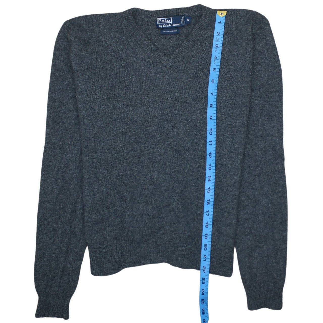 Polo Ralph Lauren Women Grey V-Neck Lambswool Jumper M Classic Fit