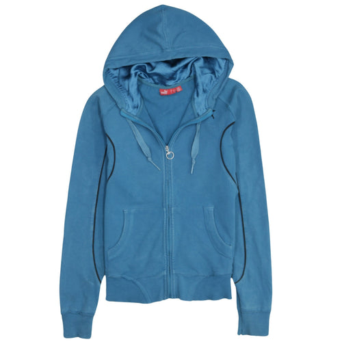 Puma Women's Blue Full Zip Hoodie Size 10 Cotton Blend
