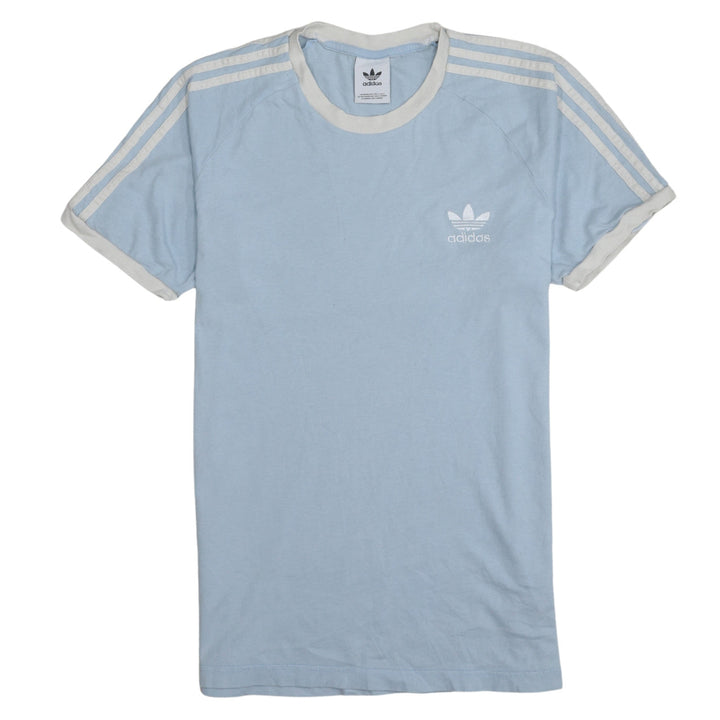 Adidas Men’s Blue Retro 3-Stripes Cotton Crew Neck T-Shirt M