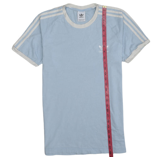 Adidas Men’s Blue Retro 3-Stripes Cotton Crew Neck T-Shirt M