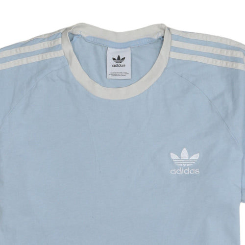 Adidas Men’s Blue Retro 3-Stripes Cotton Crew Neck T-Shirt M