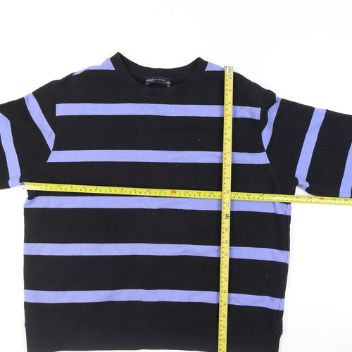 Marks and Spencer Women Black Purple Striped Pullover Sweatshirt M