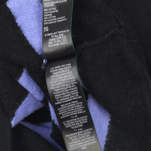 Marks and Spencer Women Black Purple Striped Pullover Sweatshirt M